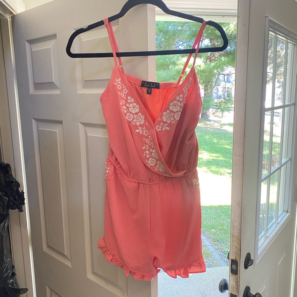 Pink floral romper